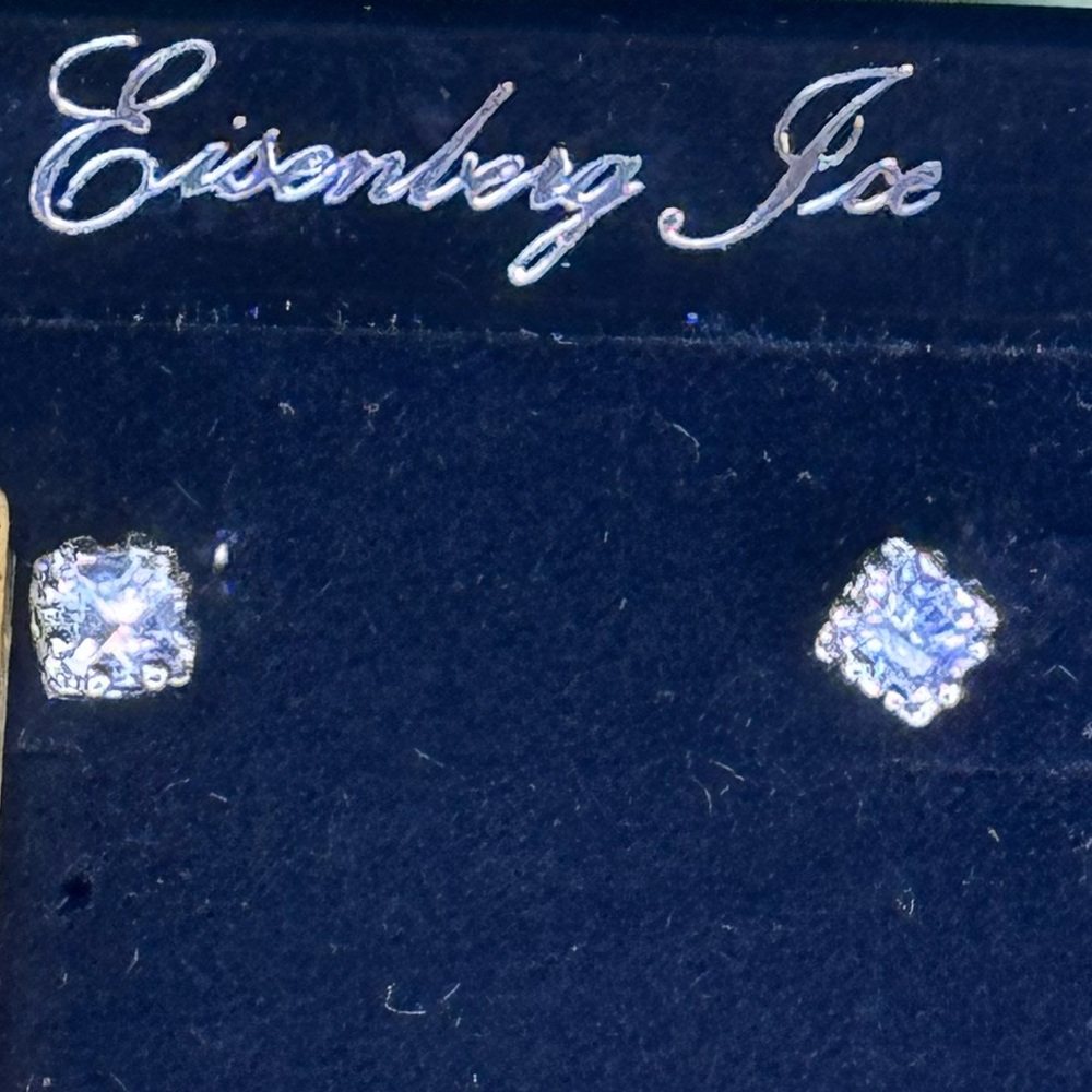Eisenberg Ice  Square Crystal Stud earrings